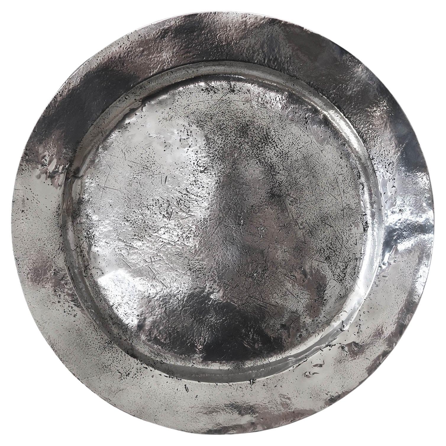 Large Antique Brightly Polished Pewter Charger, circa.1750