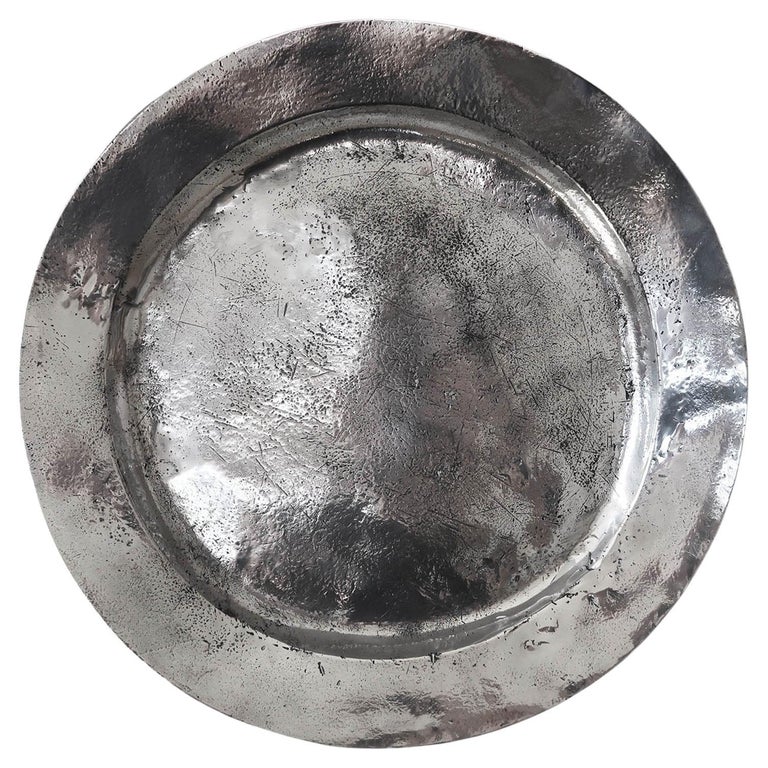 Large Antique Brightly Polished Pewter Charger, circa.1750 For Sale