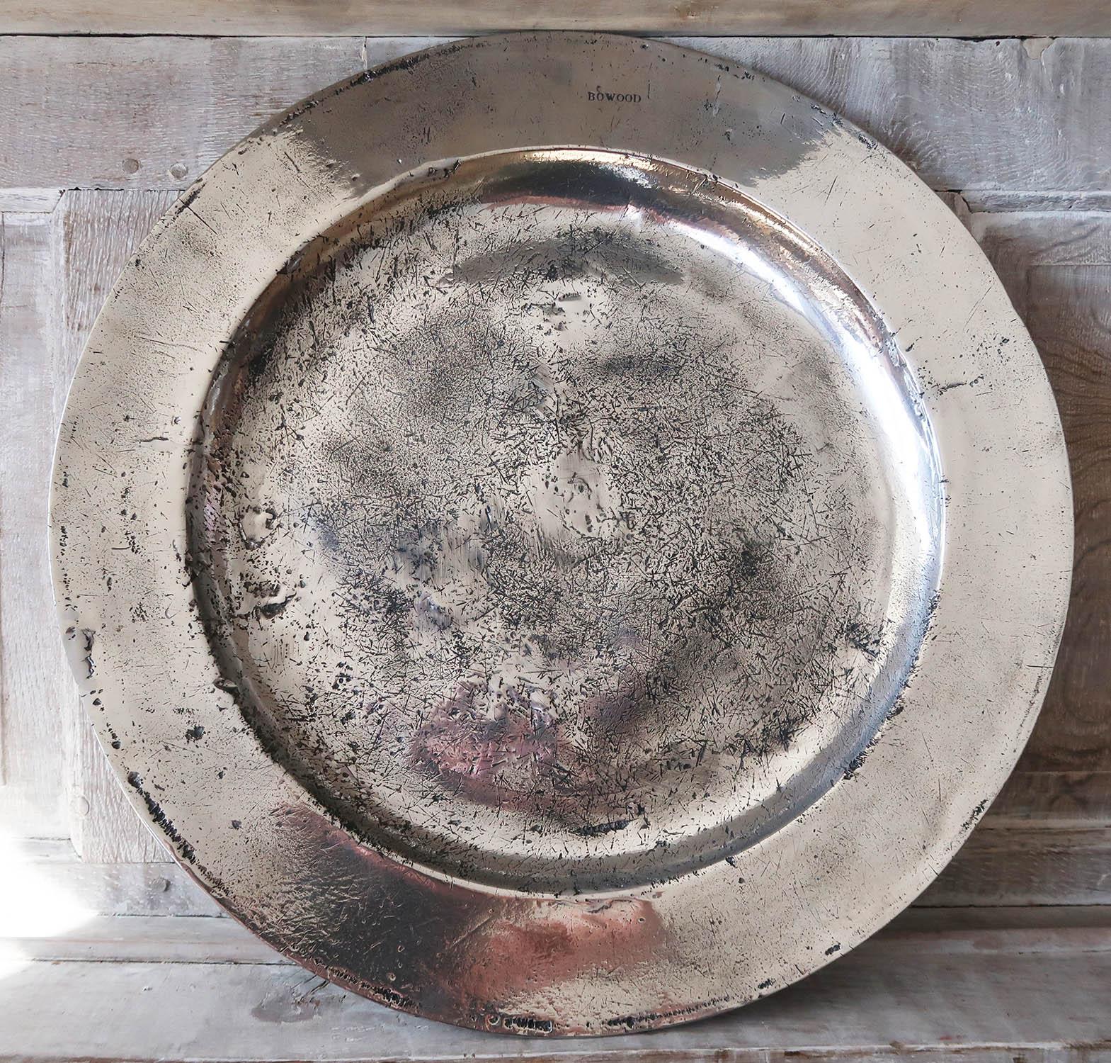 Wonderful highly polished pewter charger. Measures: (22 inches).

Amazing distressed patina

Provenance: Bowood House, Near Bath, Wiltshire, England

English, Mid-18th Century. Most likely, London.

The pewter has been polished to its