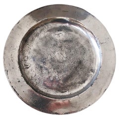 Large Antique Brightly Polished Pewter Charger, circa 1750