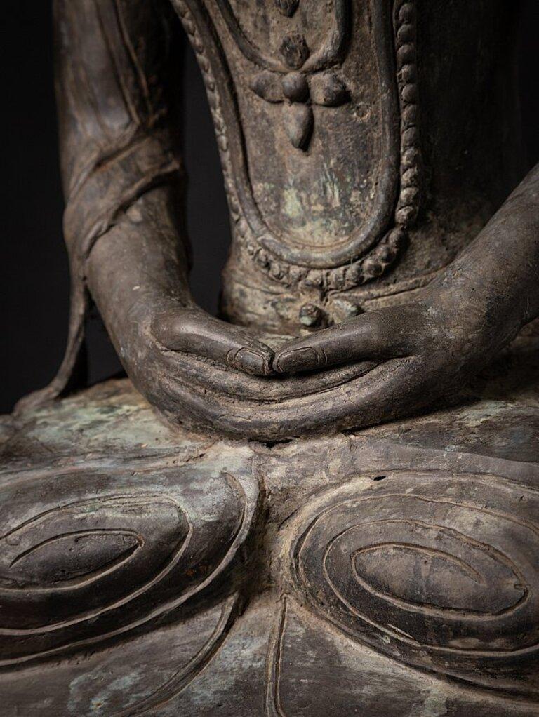 Large Antique Bronze Arakan Buddha Statue from Burma 6