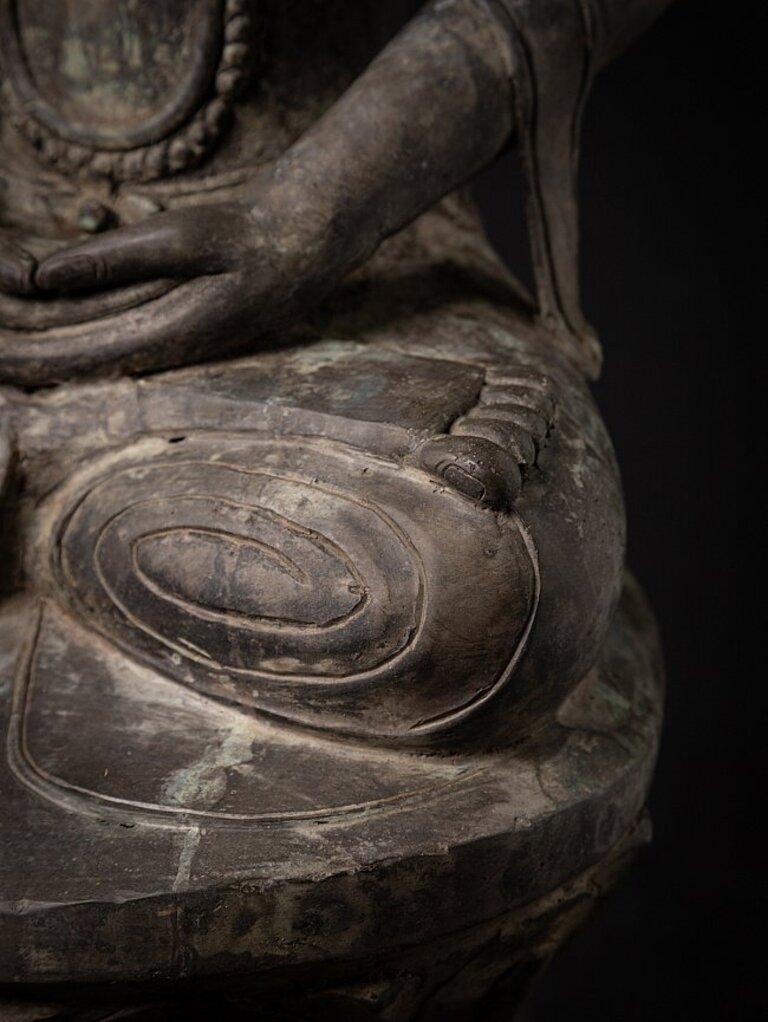Large Antique Bronze Arakan Buddha Statue from Burma 9