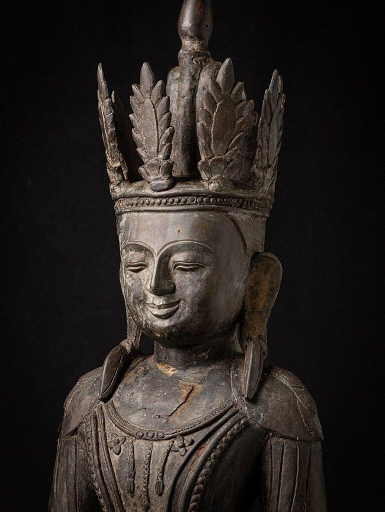 20th Century Large Antique Bronze Arakan Buddha Statue from Burma