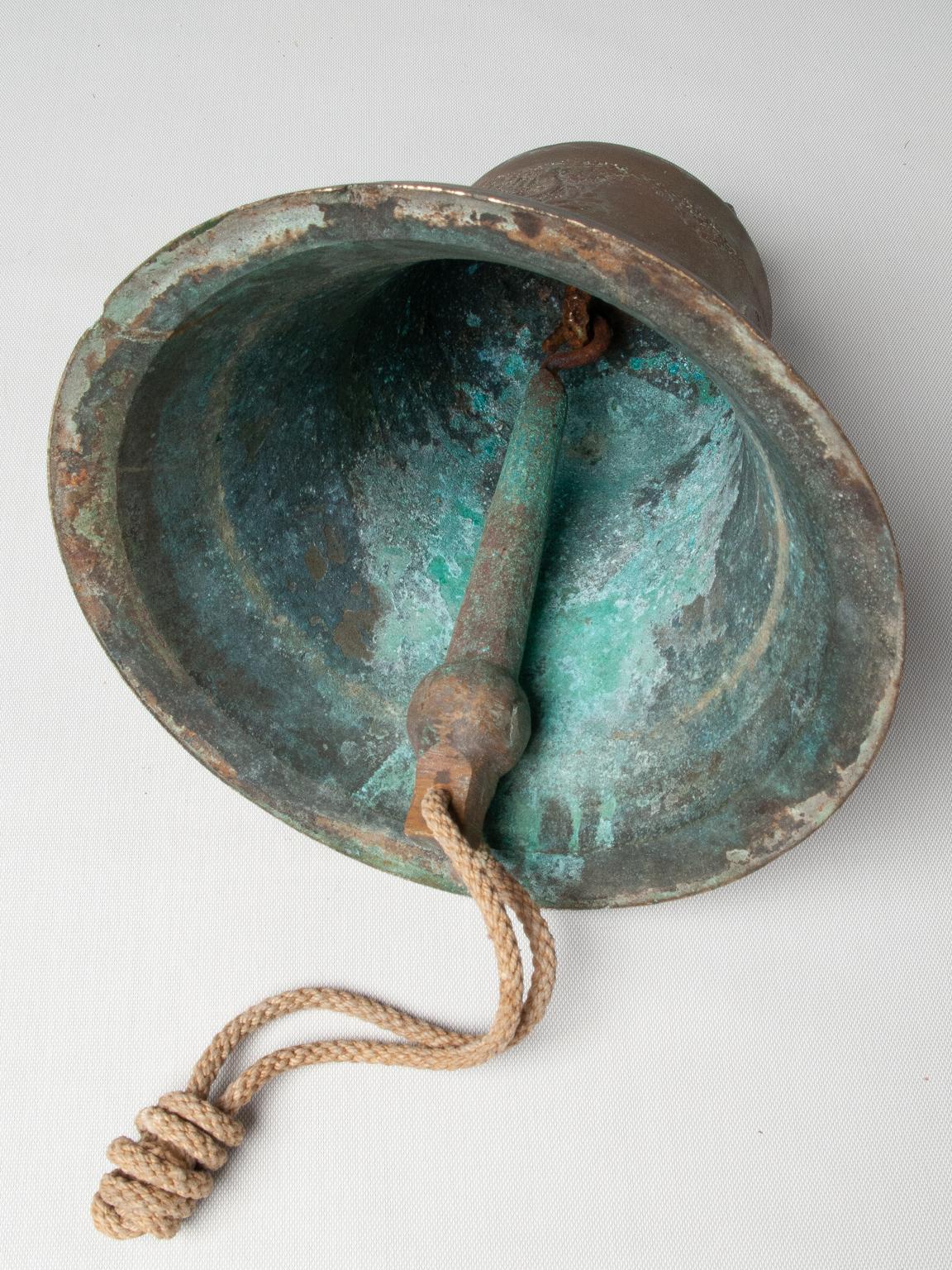 Cast Antique Bronze Bell with Original Clapper For Sale