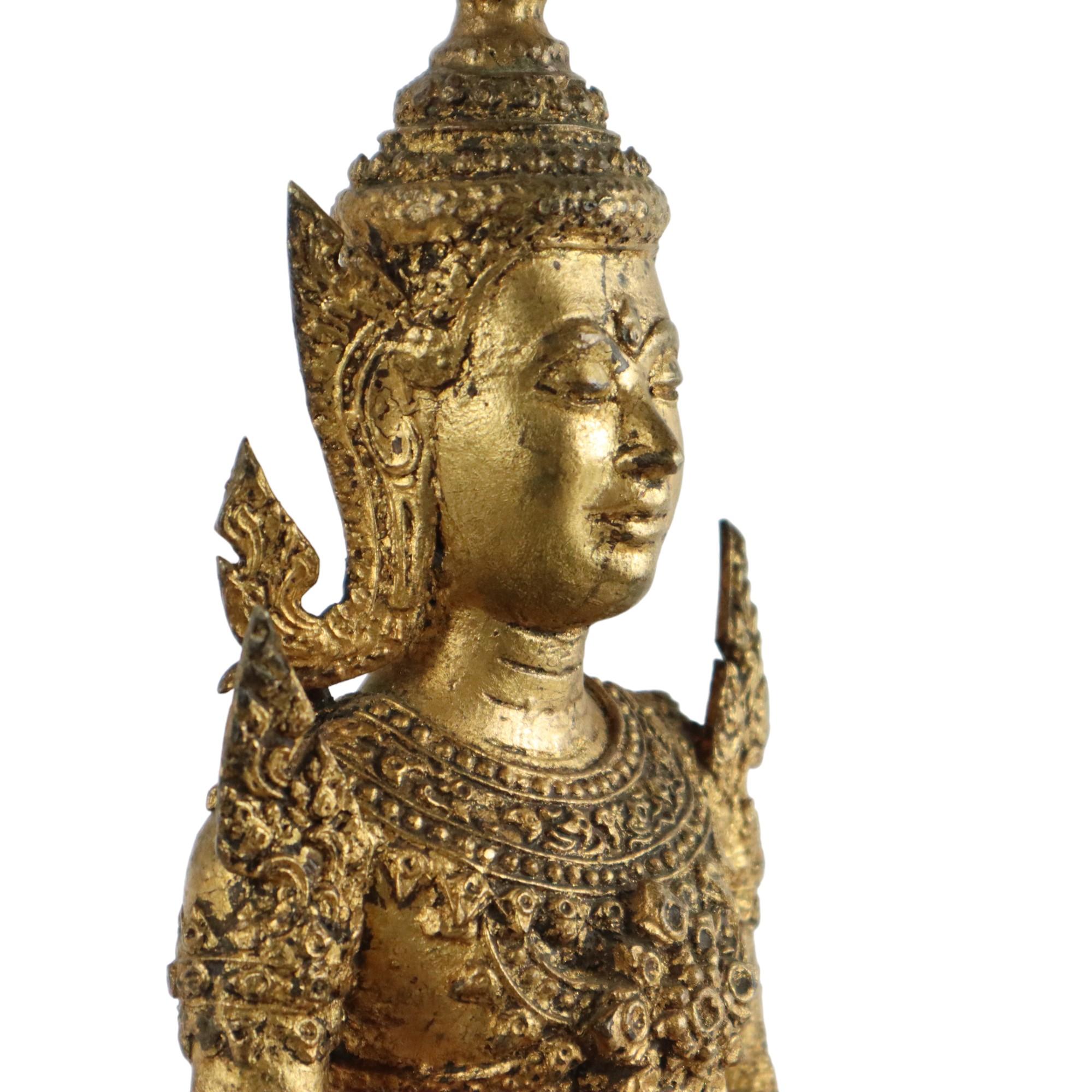 Large Antique Bronze Buddha 24 Carat Gold 19th Century Thailand In Good Condition For Sale In Poperinge, BE