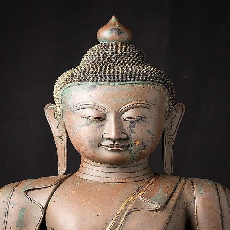 Burmese Large Antique Bronze Buddha Statue from Burma For Sale