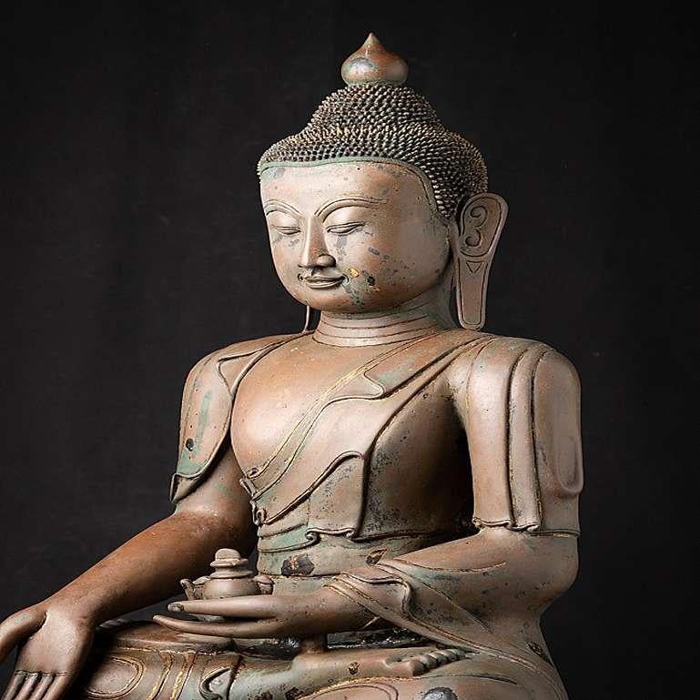 19th Century Large Antique Bronze Buddha Statue from Burma For Sale