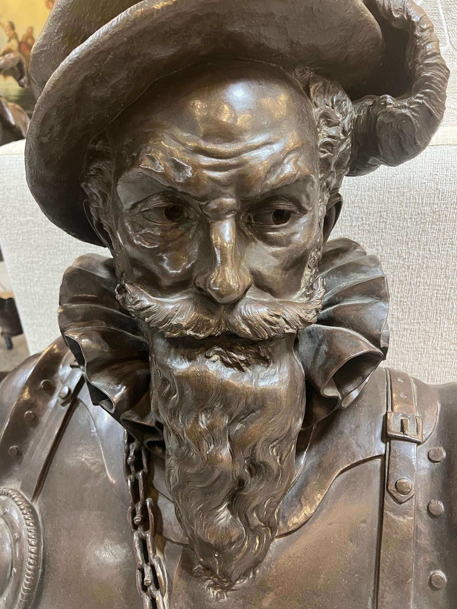 Gran busto antiguo de bronce de un noble veneciano firmado De Gallatin en Bueno estado para la venta en Stamford, CT