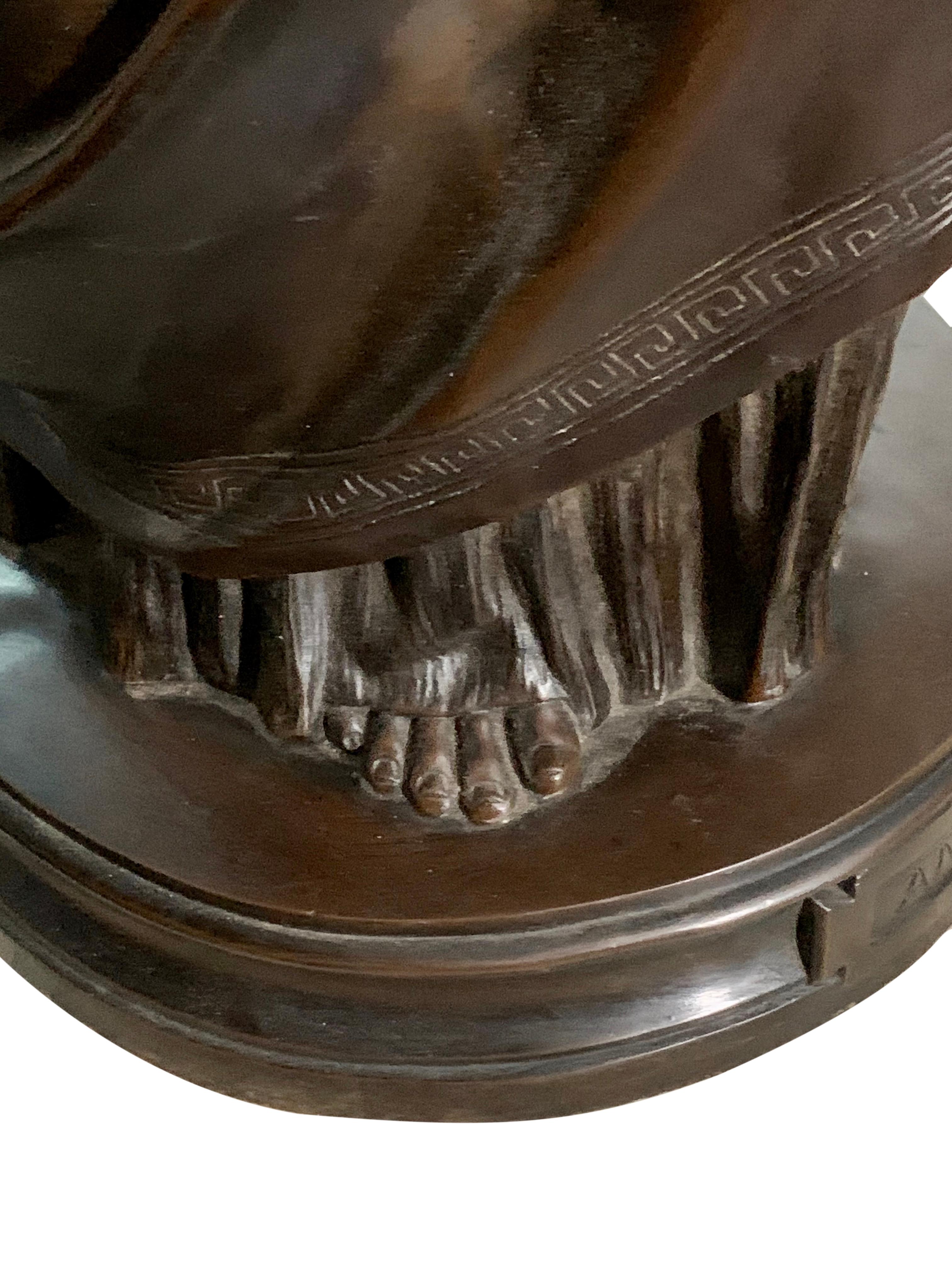 A Large Patinated Bronze Figure of a Draped Religious Women Titled: Antifonh For Sale 2