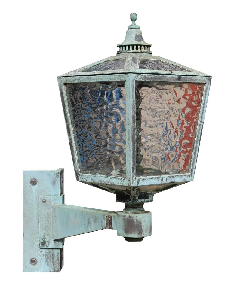 Large Antique Bronze Exterior Wall Light, circa 1910 For