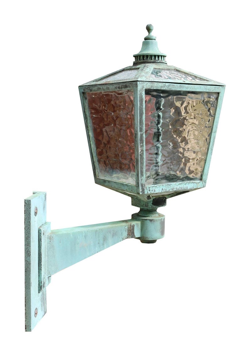 Large Antique Bronze Exterior Wall Light, circa 1910 For