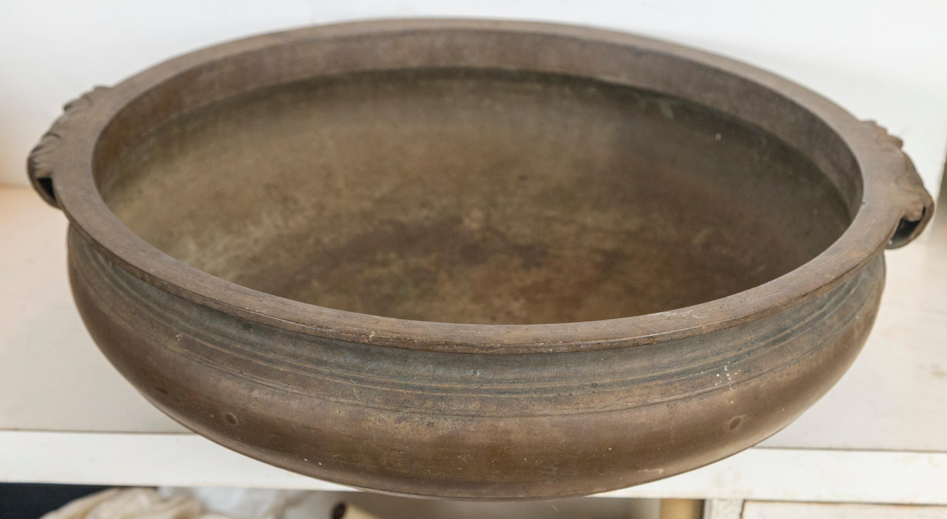 Cast Large Antique Bronze Indian Urli For Sale