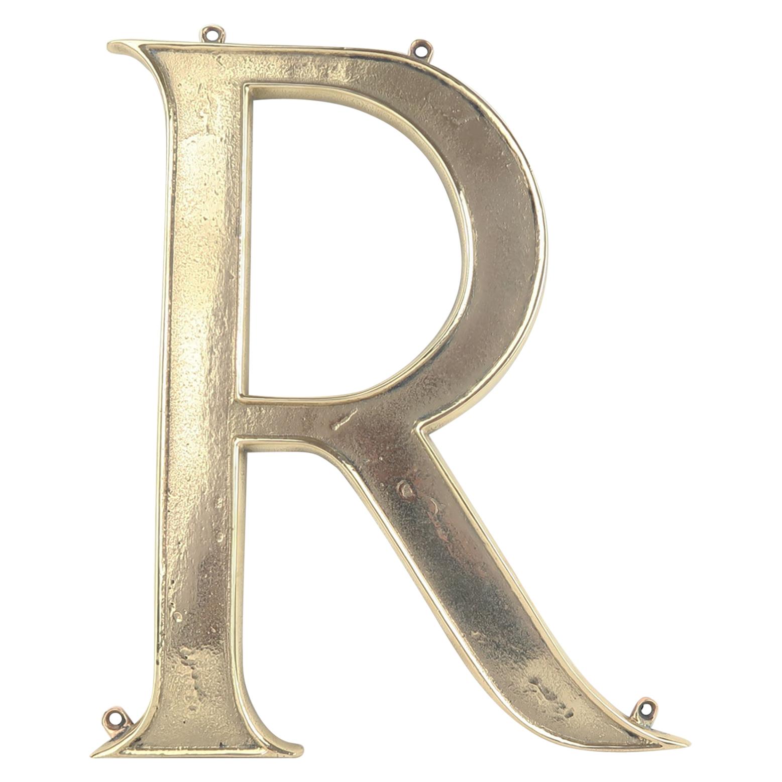 Large Antique Bronze Letter or Initial ' R '. English, circa 1900