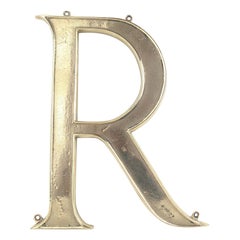 Large Antique Bronze Letter or Initial ' R ', English, circa 1900