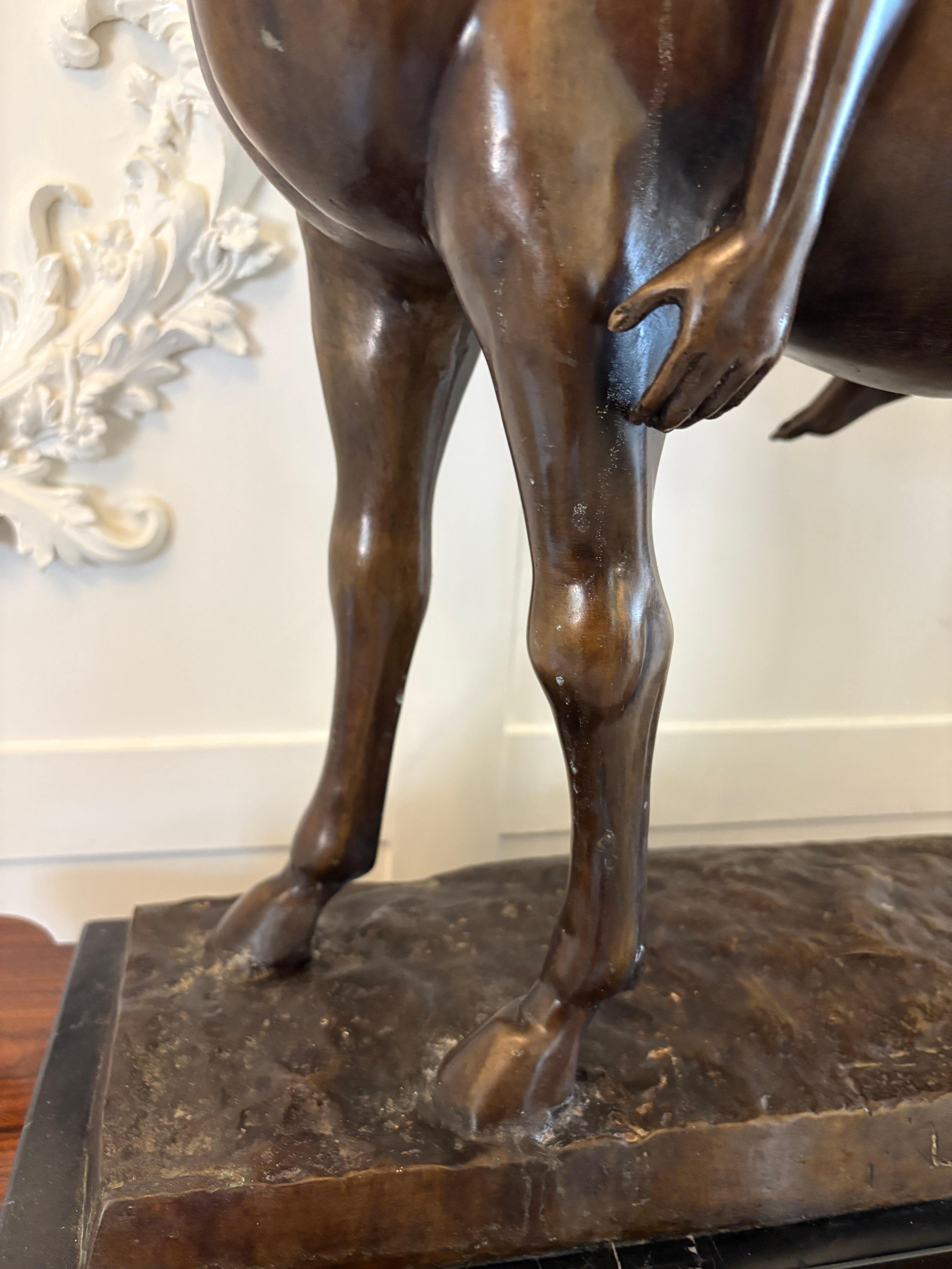 Large Antique Bronze Study of a Nude Male on Horseback For Sale 5
