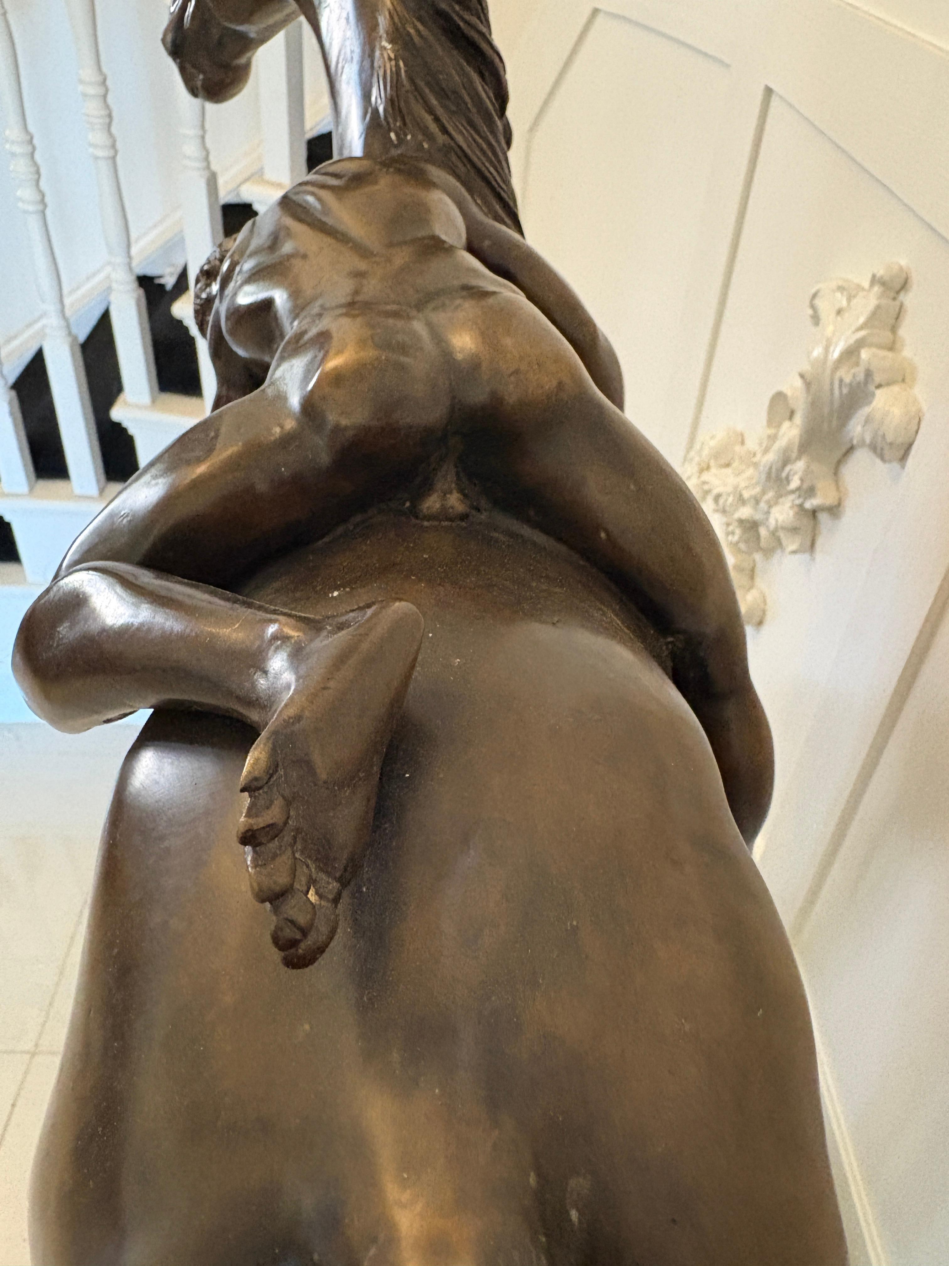 Large Antique Bronze Study of a Nude Male on Horseback For Sale 6