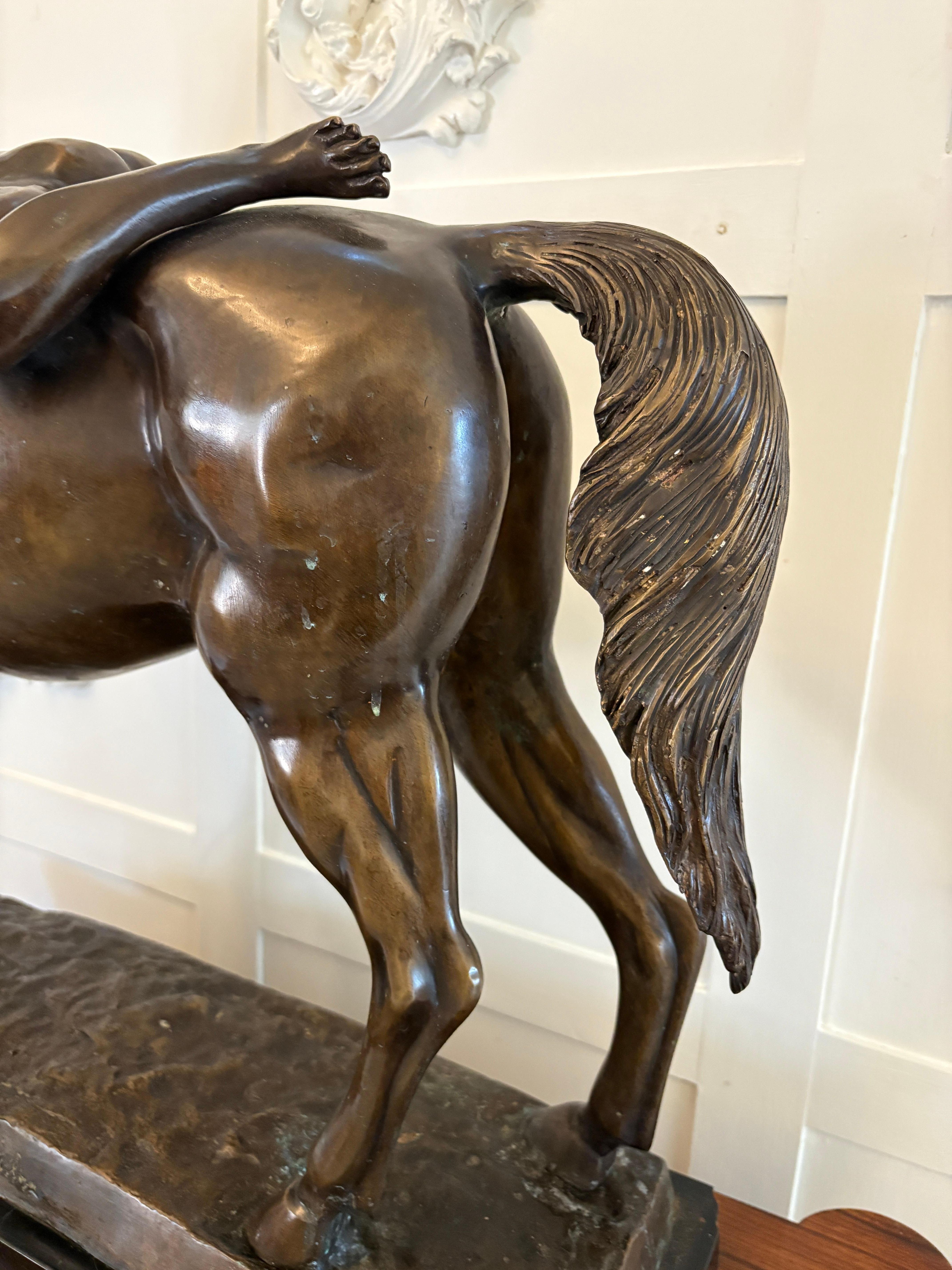 Large Antique Bronze Study of a Nude Male on Horseback For Sale 8