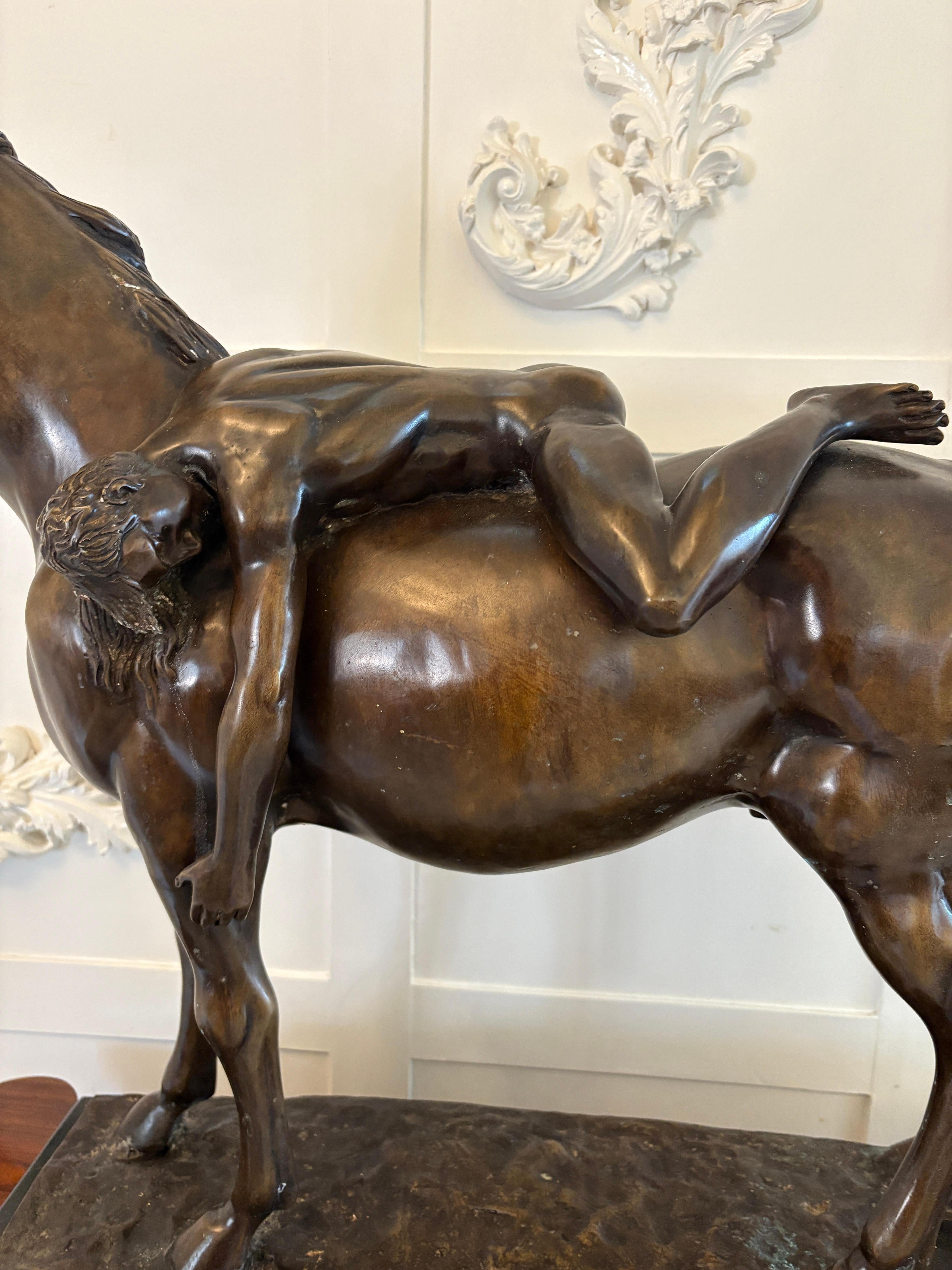 Large Antique Bronze Study of a Nude Male on Horseback For Sale 9