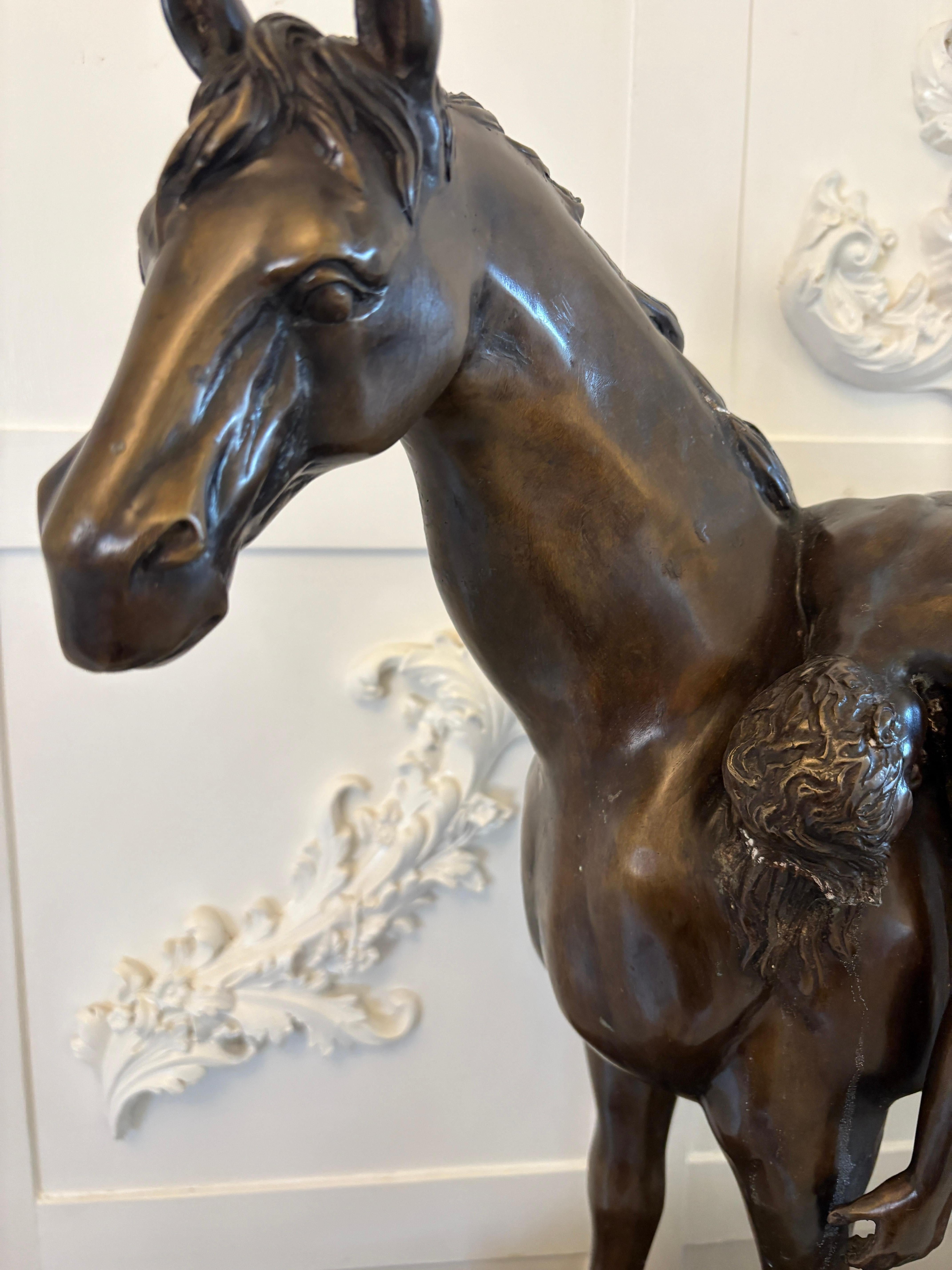 Large Antique Bronze Study of a Nude Male on Horseback For Sale 10