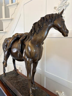 Large Antique Bronze Study of a Nude Male on Horseback
