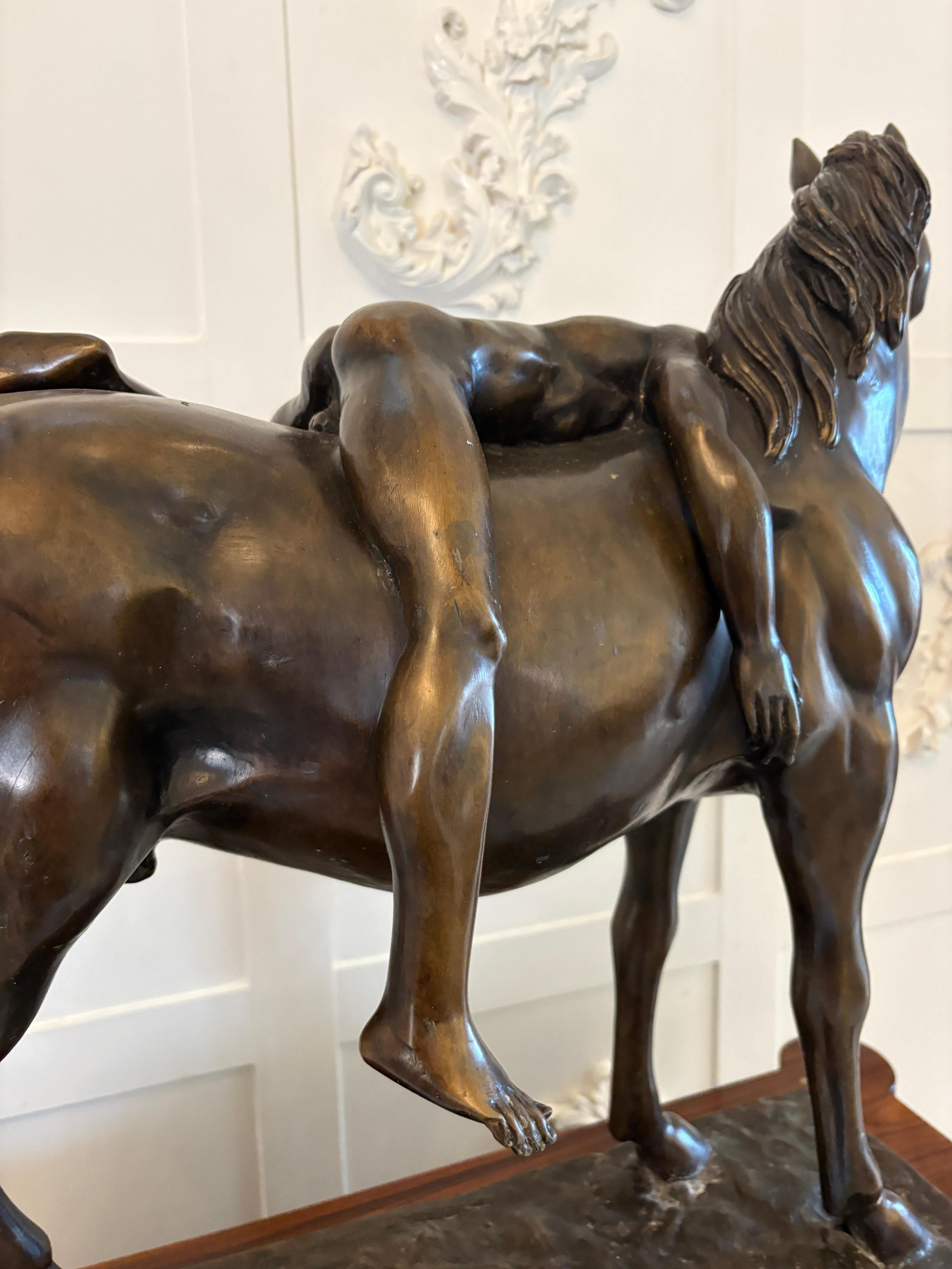 Large Antique Bronze Study of a Nude Male on Horseback In Good Condition For Sale In Suffolk, GB