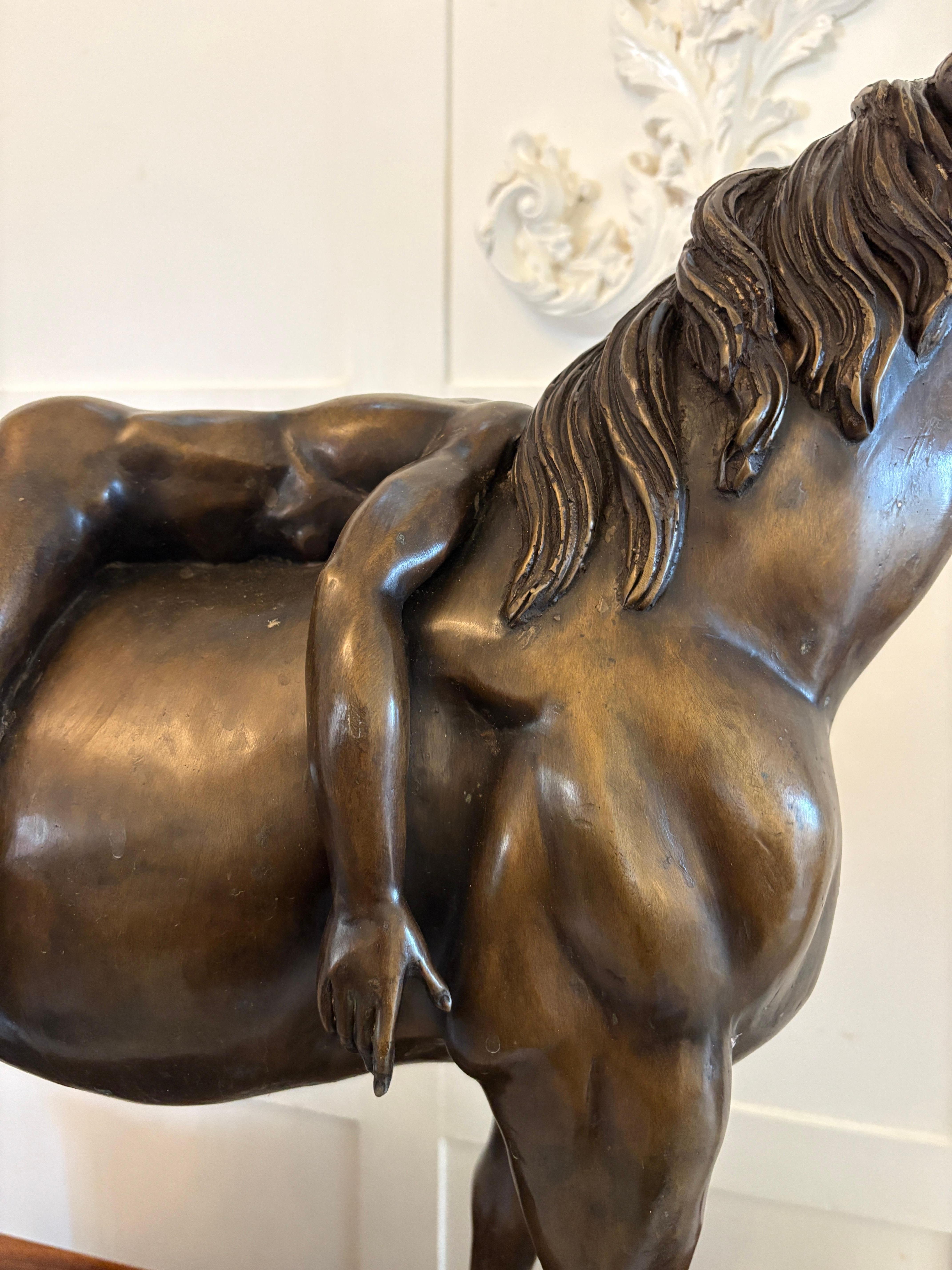 19th Century Large Antique Bronze Study of a Nude Male on Horseback For Sale