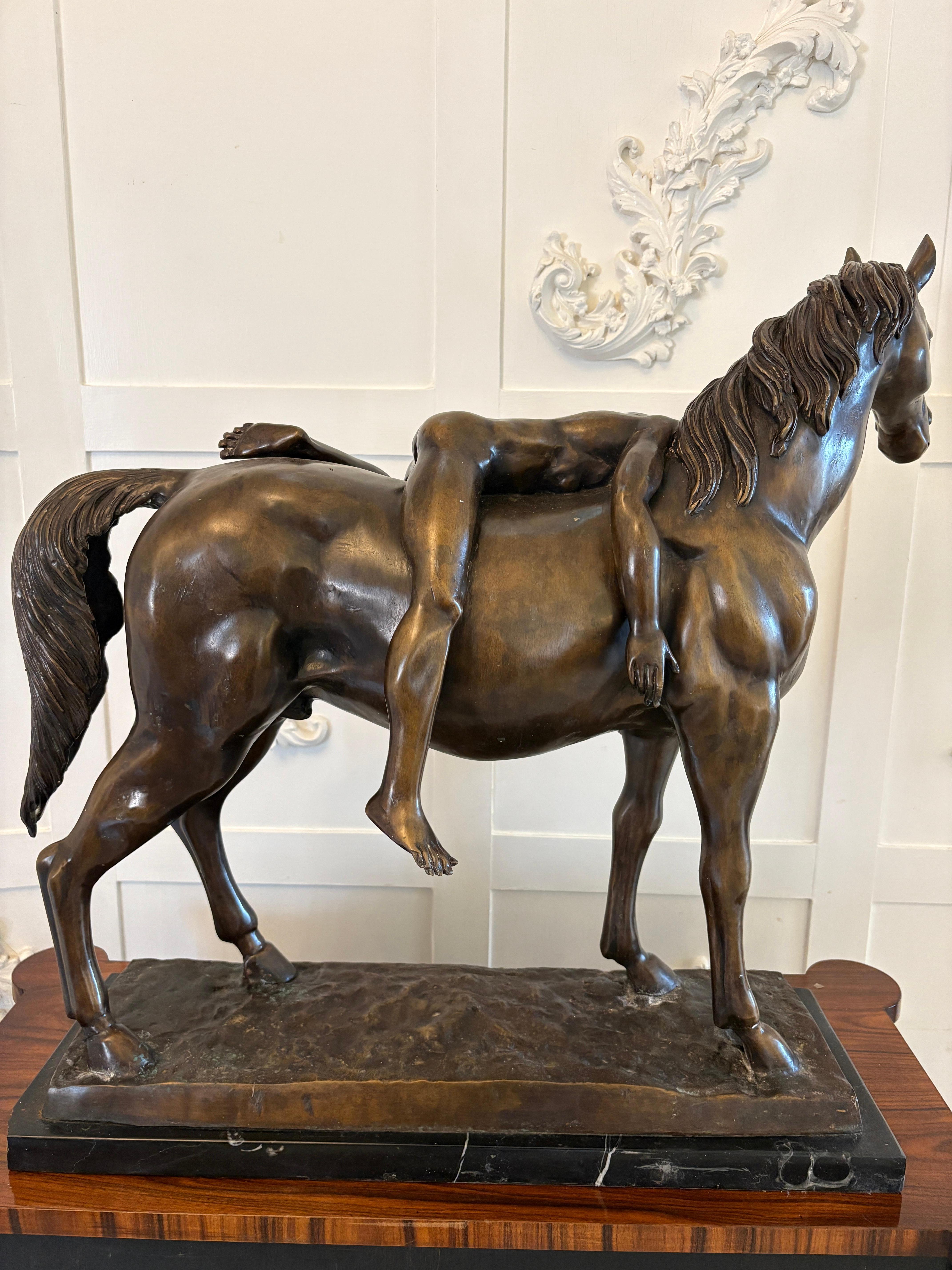 Large Antique Bronze Study of a Nude Male on Horseback For Sale 2