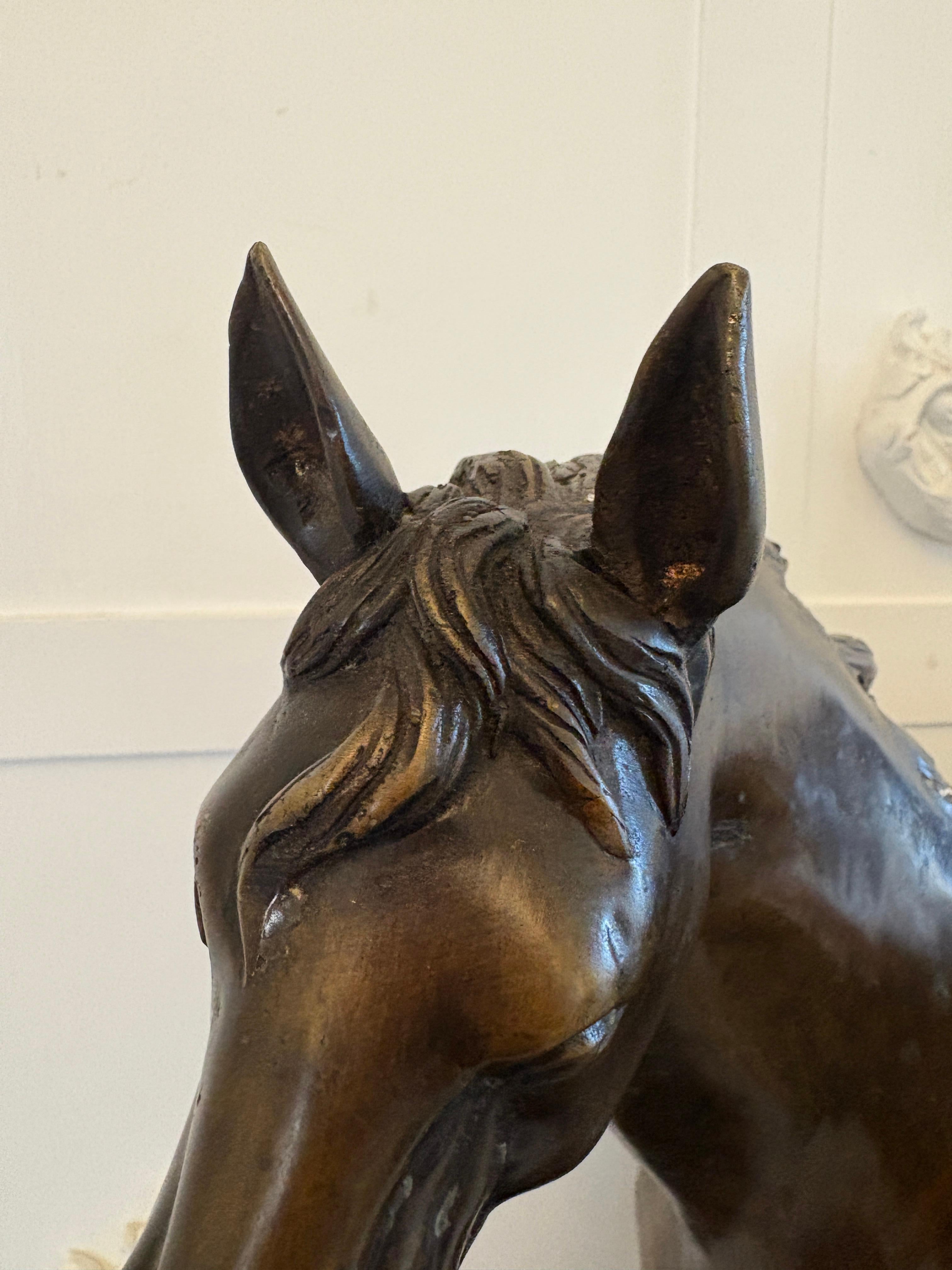 Large Antique Bronze Study of a Nude Male on Horseback For Sale 3