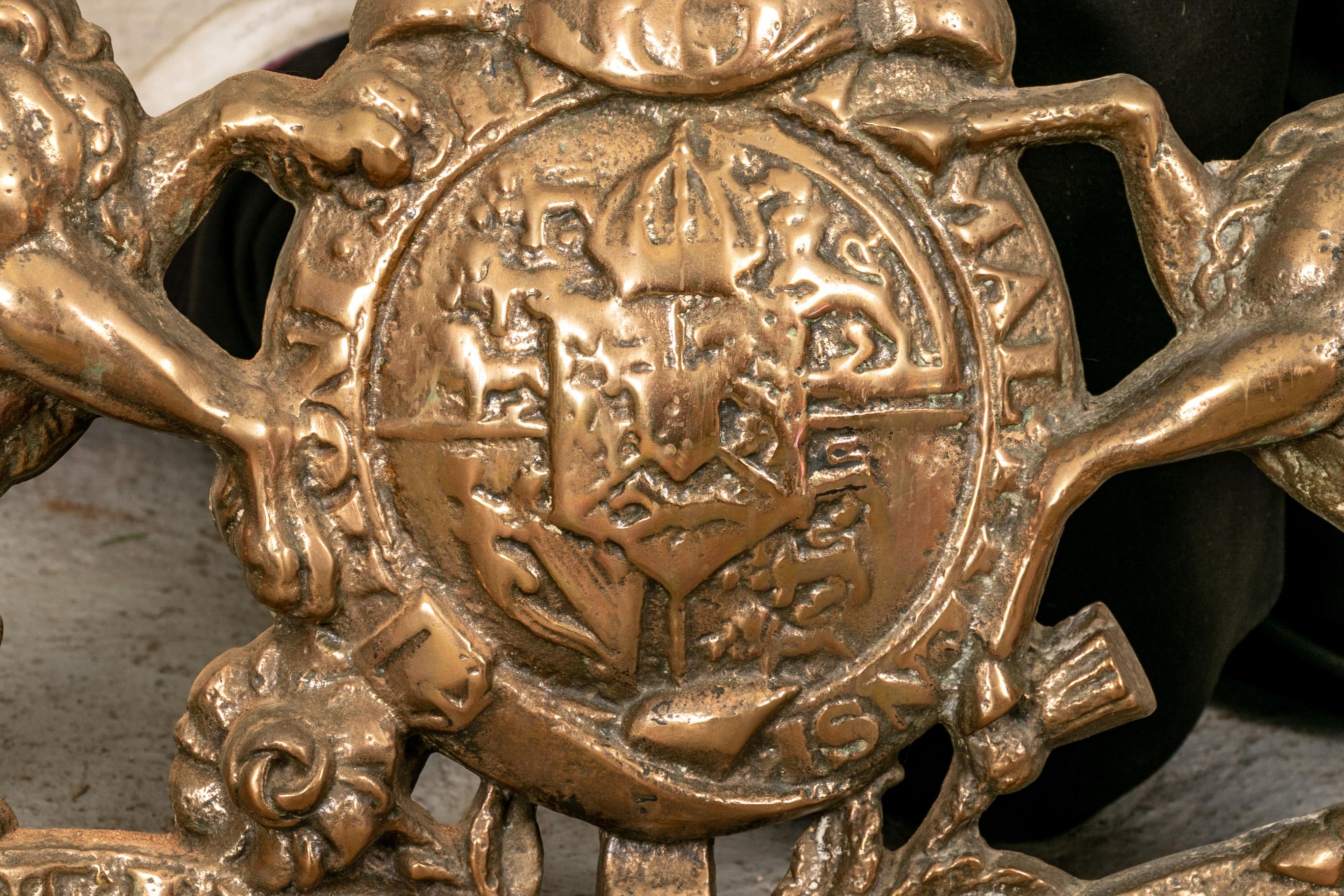 Large Antique Bronze United Kingdom Royal Coat of Arms Relief Plaque 2