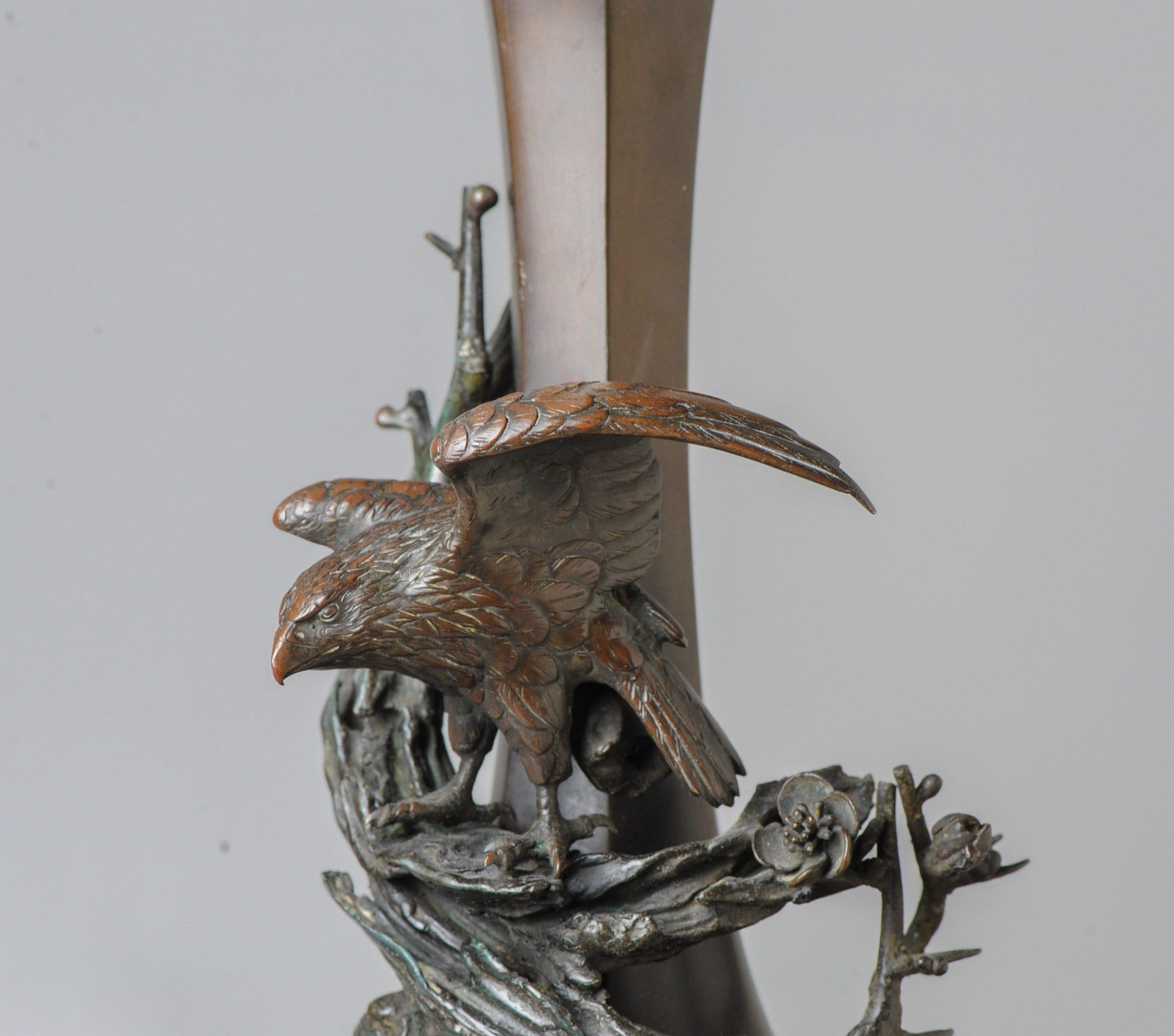 Large Antique Bronze Vase Decorated Genryusai Seiya Eagle Bird of Prey For Sale 13