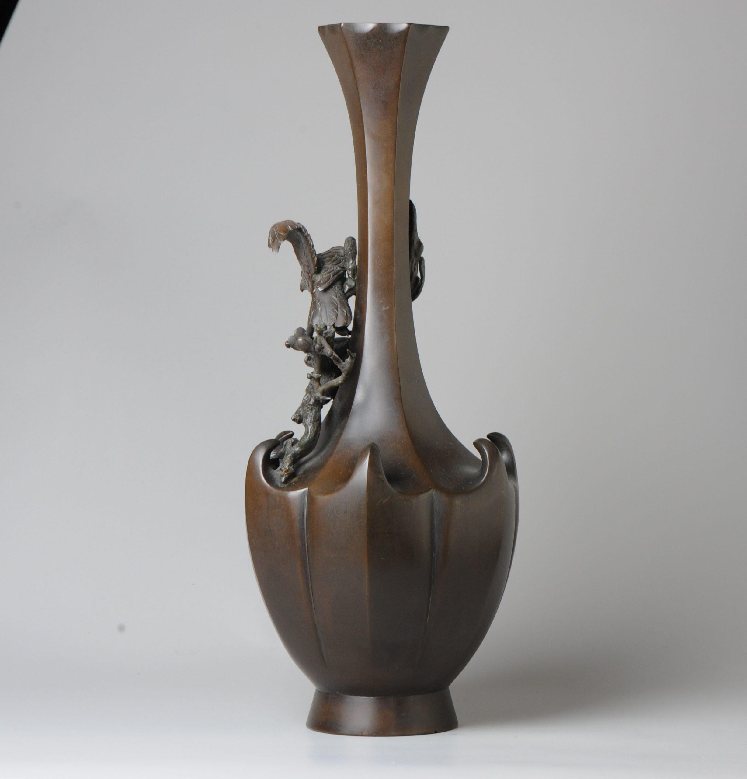 Large Antique Bronze Vase Decorated Genryusai Seiya Eagle Bird of Prey For Sale 2