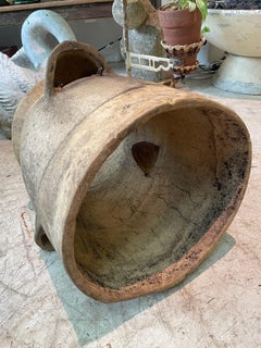 Large Antique Buff Terracotta Chimney Pot with Rolled Rim and Vent Detailing