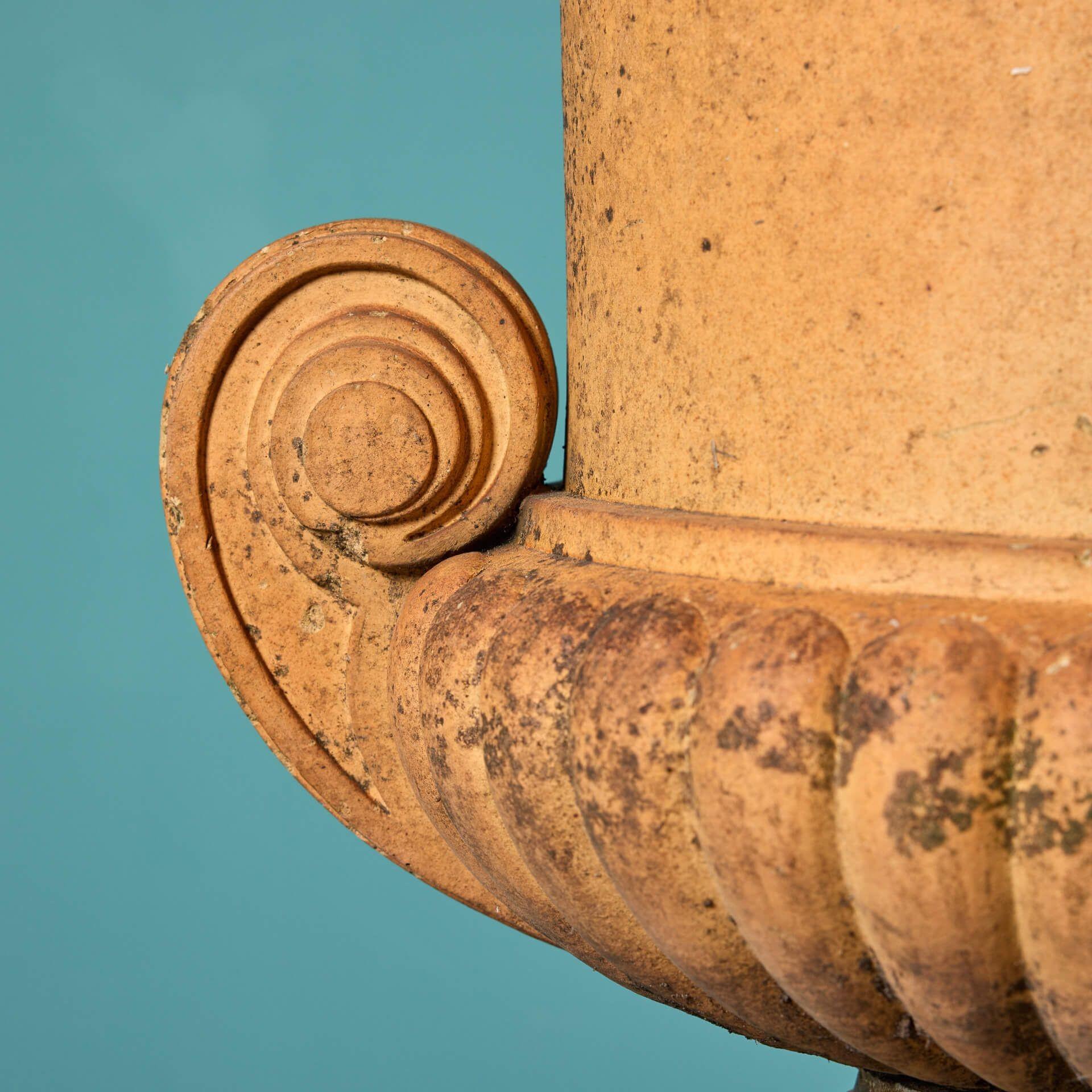 19th Century Large Antique Buff Terracotta Garden Campana Urn For Sale