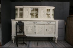 Large Antique Buffet Cabinet, Historicism, circa 1920, Cream Painted