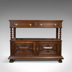 Large Antique Buffet, English, Oak, Server, Sideboard, Jacobean Taste, Victorian