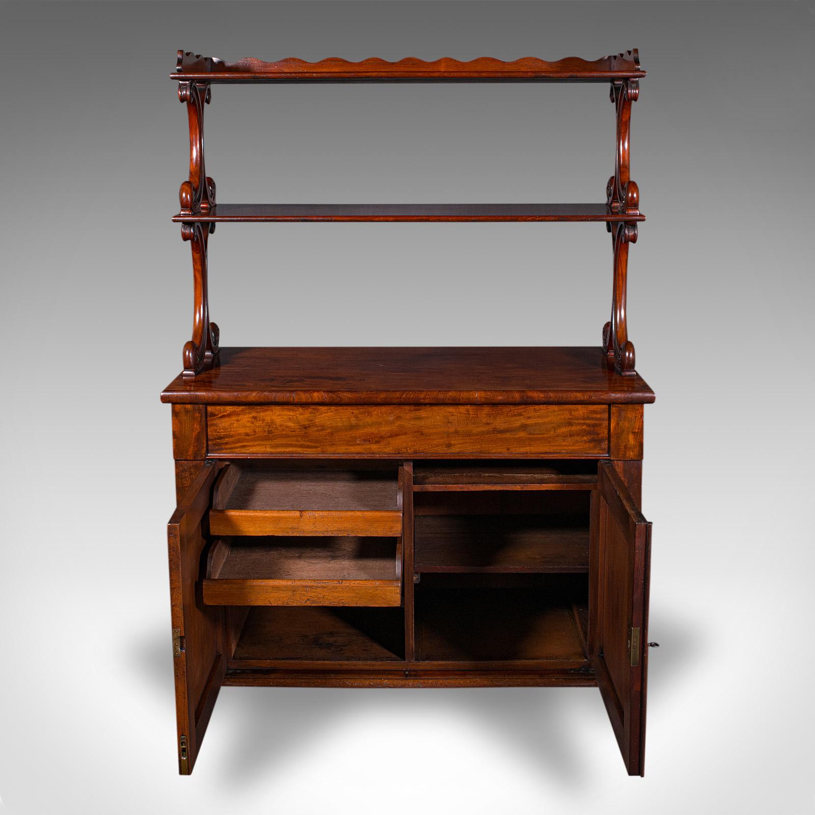 Early Victorian Large Antique Buffet Server, English, Side Cabinet, Display Whatnot, Victorian For Sale