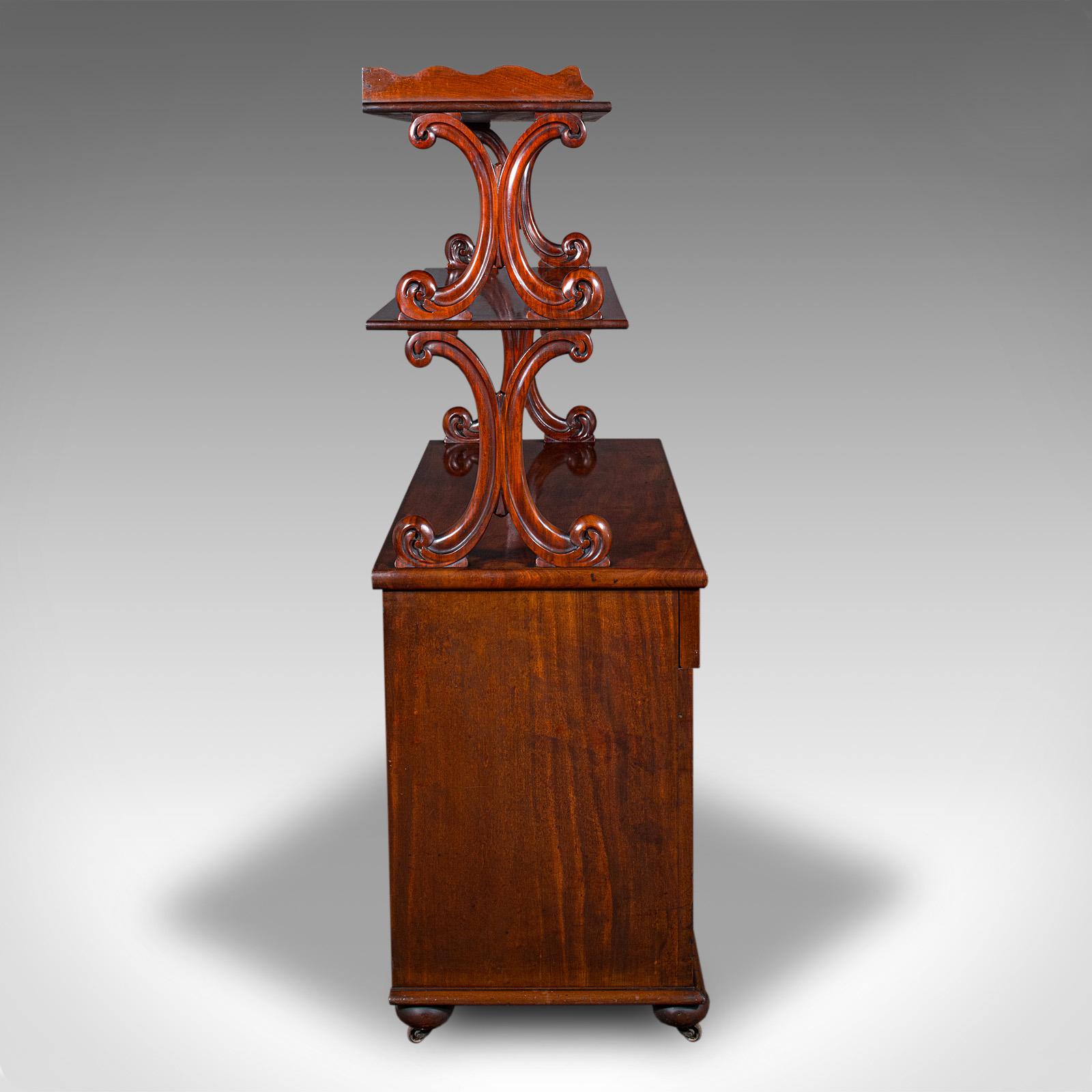 British Large Antique Buffet Server, English, Side Cabinet, Display Whatnot, Victorian For Sale