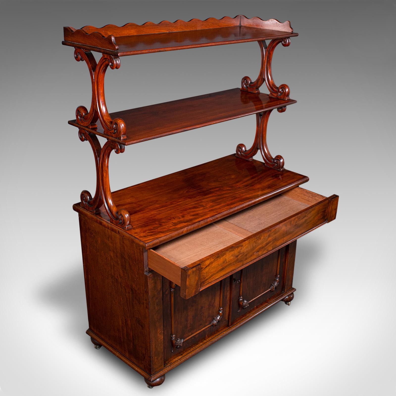 Wood Large Antique Buffet Server, English, Side Cabinet, Display Whatnot, Victorian For Sale
