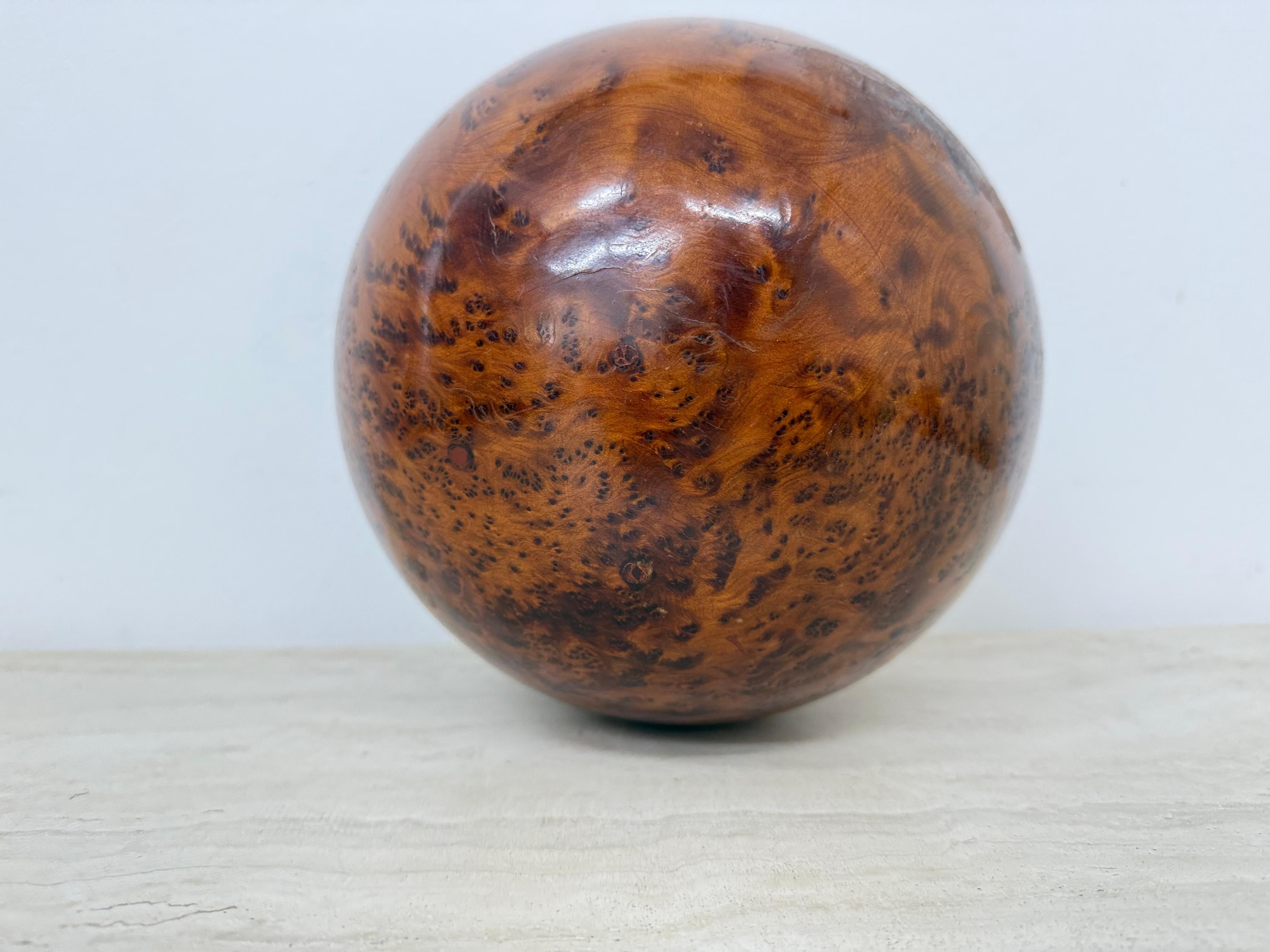 Large antique burl wood ball decorative wooden ball For Sale 13