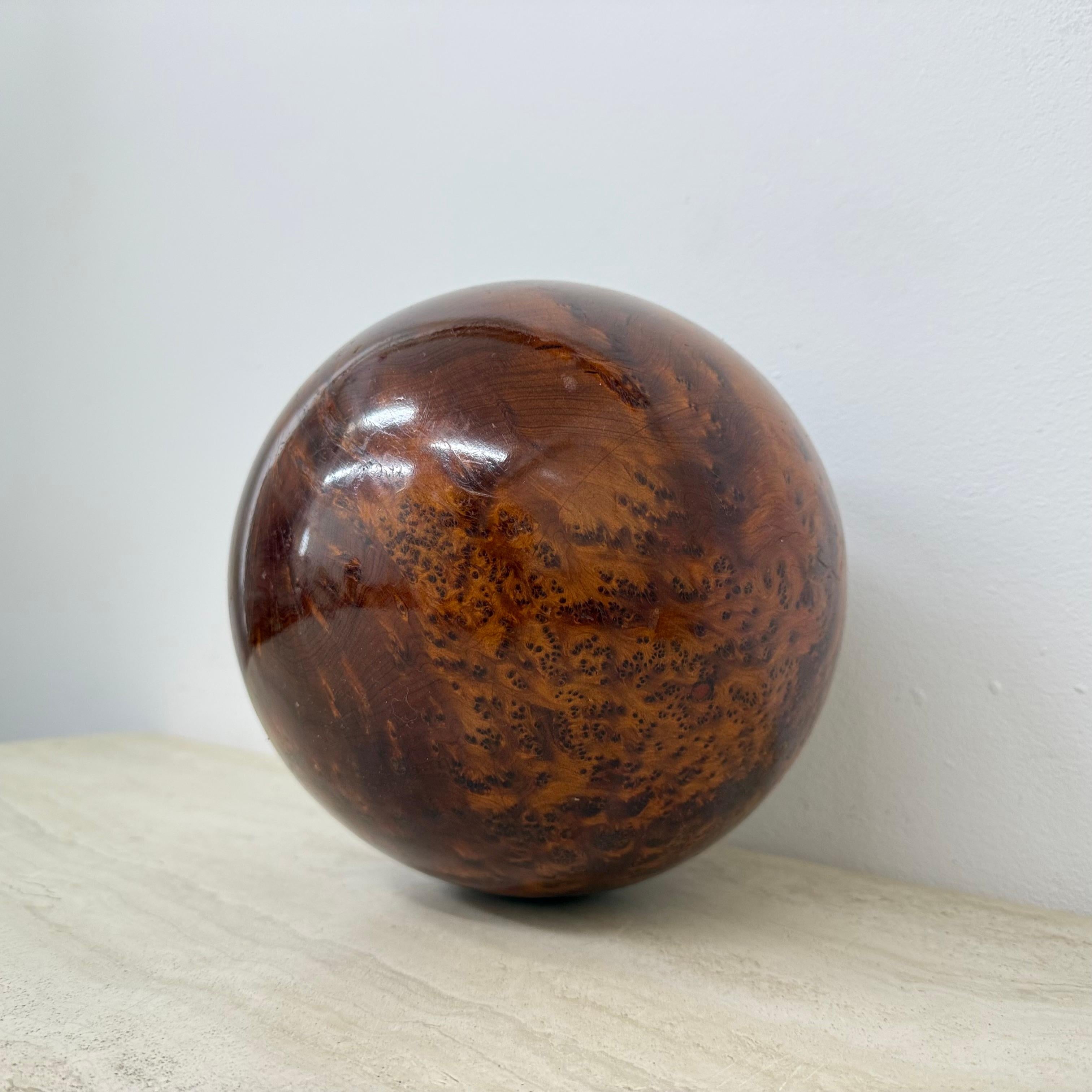 Mid-Century Modern Large antique burl wood ball decorative wooden ball For Sale