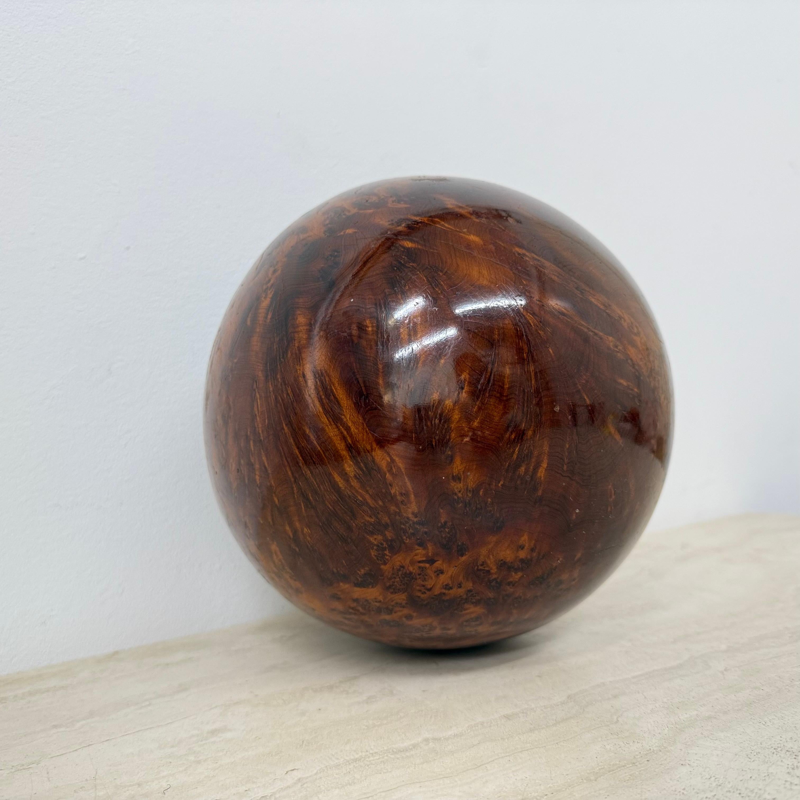 Italian Large antique burl wood ball decorative wooden ball For Sale