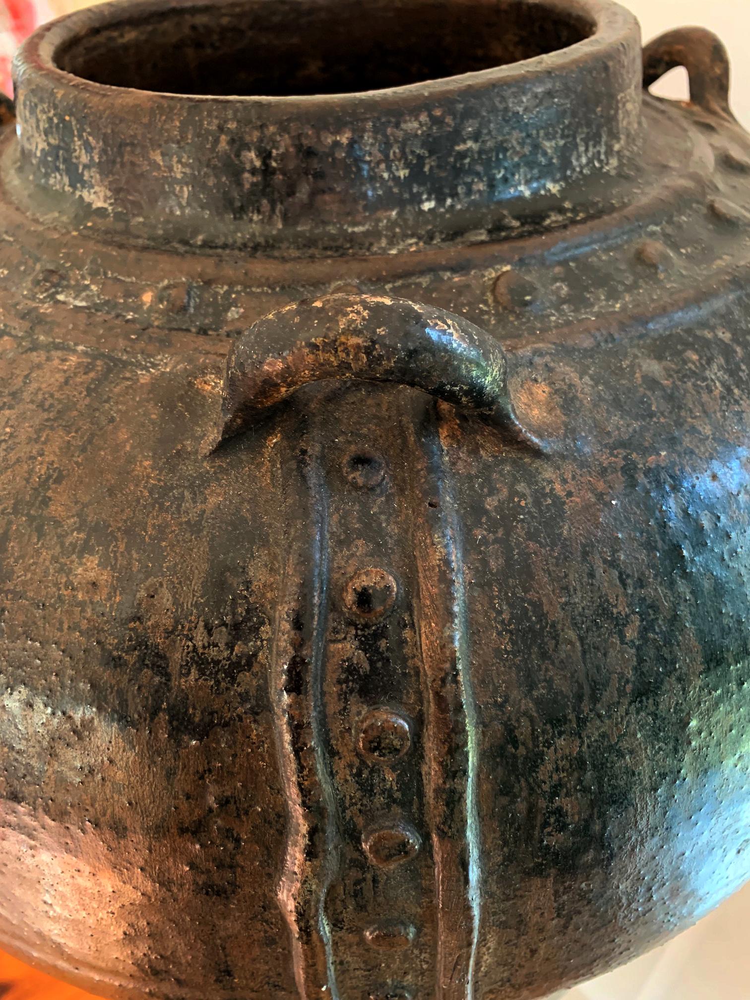 Archaistic Large Antique Burmese Ceramic Jar from Martaban 