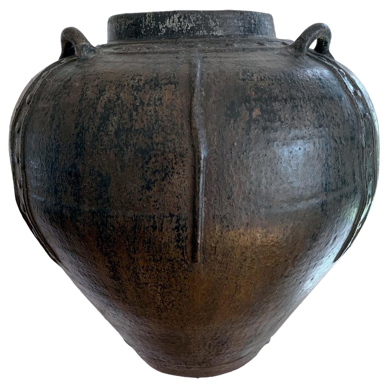 Large Antique Burmese Ceramic Jar from Martaban 