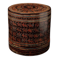 Large antique Burmese lacquerware betelnut box from Myanmar