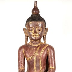 Large Antique Burmese Monywa Dry Lacquer Buddha