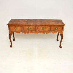 Large Antique Burr Elm Console Table