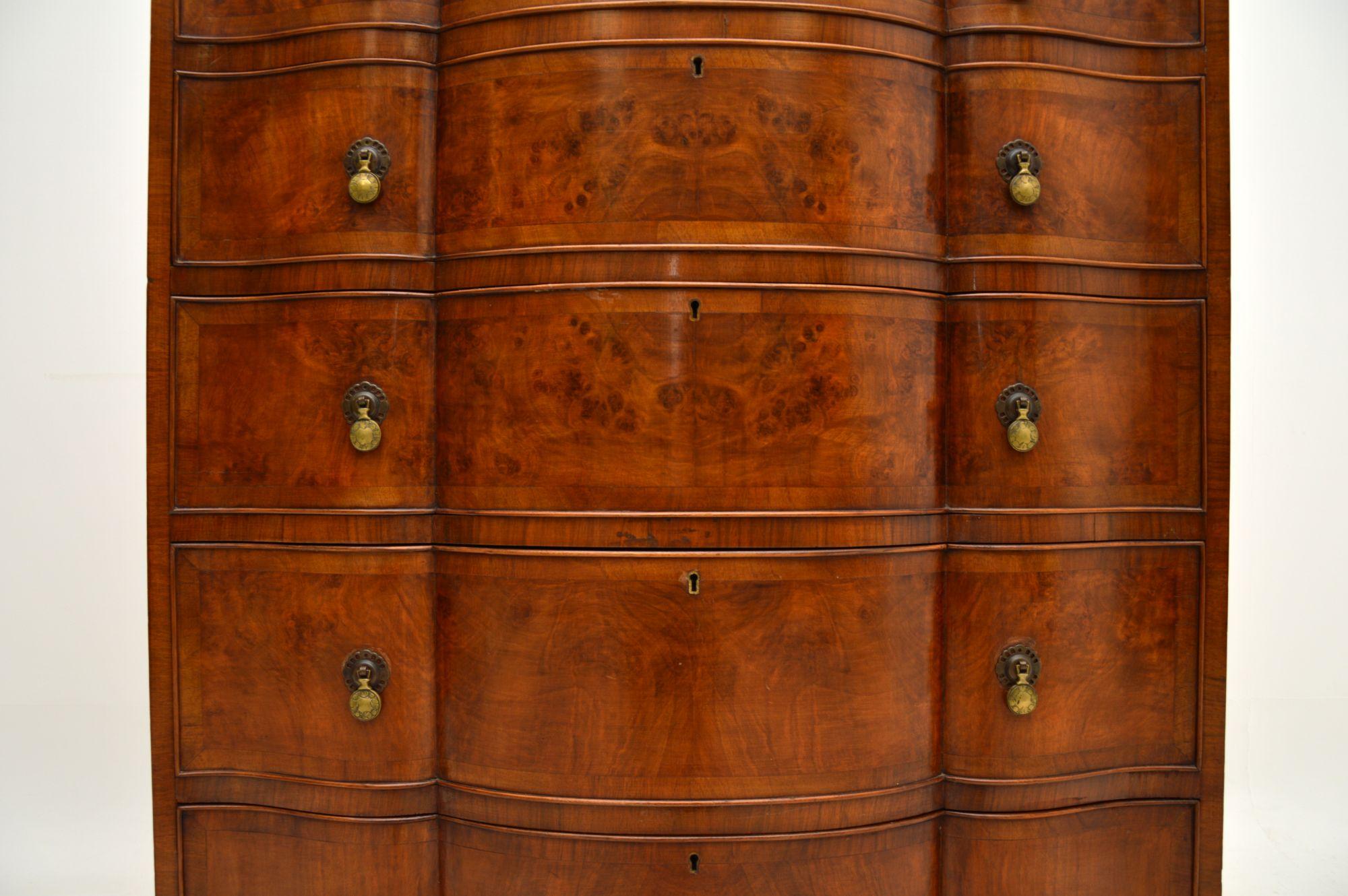 20th Century Large Antique Burr Walnut Chest of Drawers