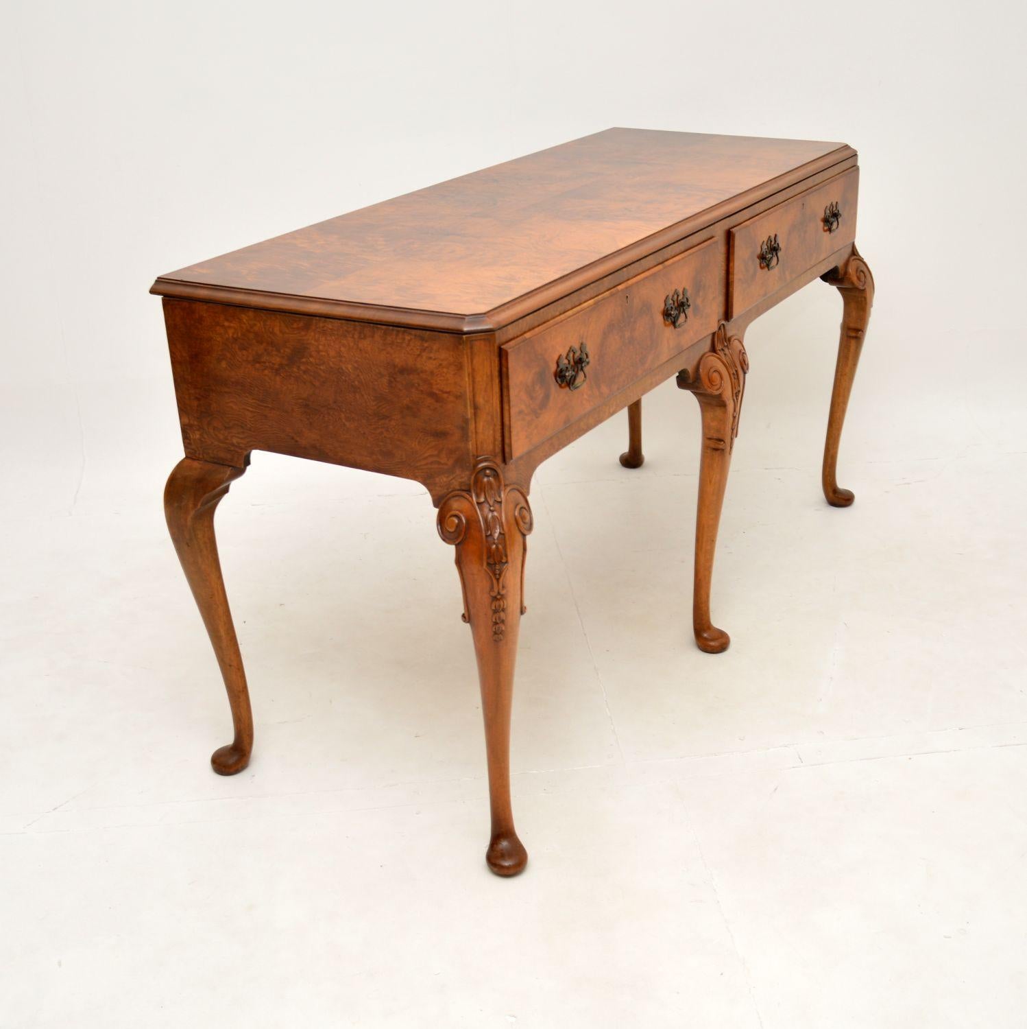 Queen Anne Large Antique Burr Walnut Console Table