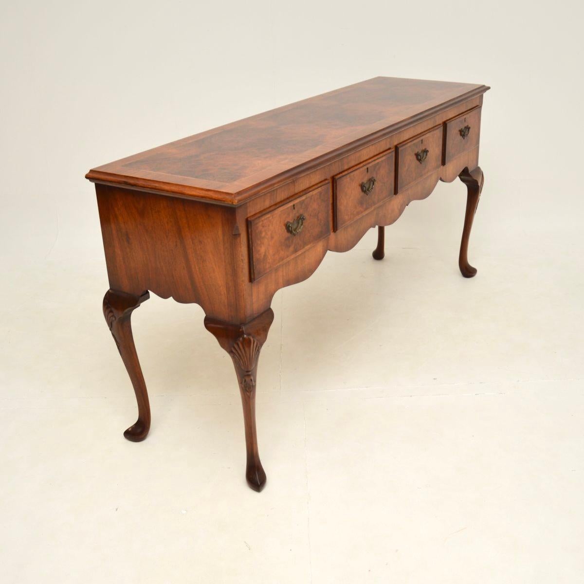 Queen Anne Large Antique Burr Walnut Console Table
