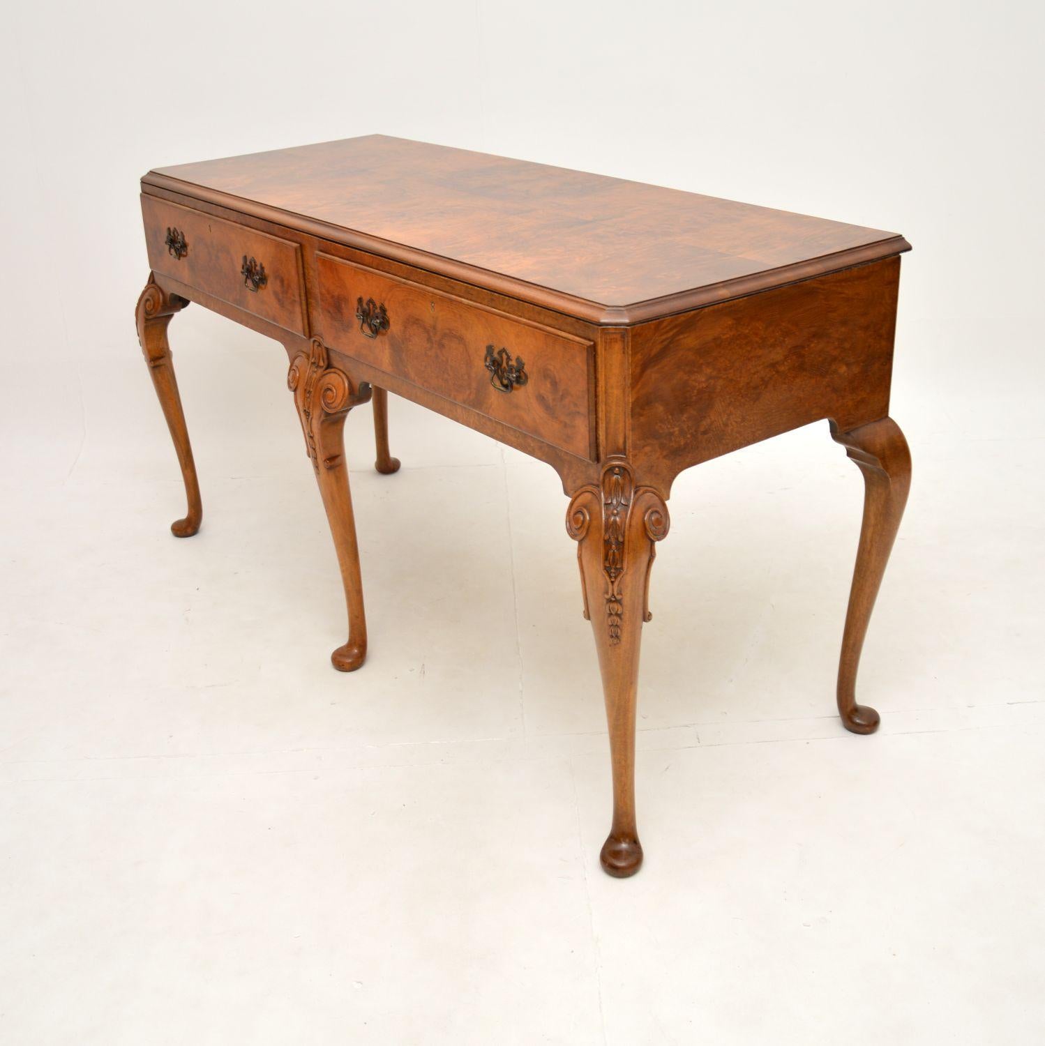 British Large Antique Burr Walnut Console Table